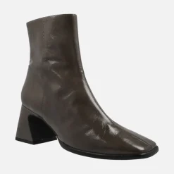 Botines de piel con acabado brillo y tacón medio Shaba