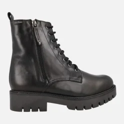 Botines de piel con cordones y cremallera con piso track