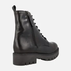 Botines de piel con cordones y cremallera con piso track