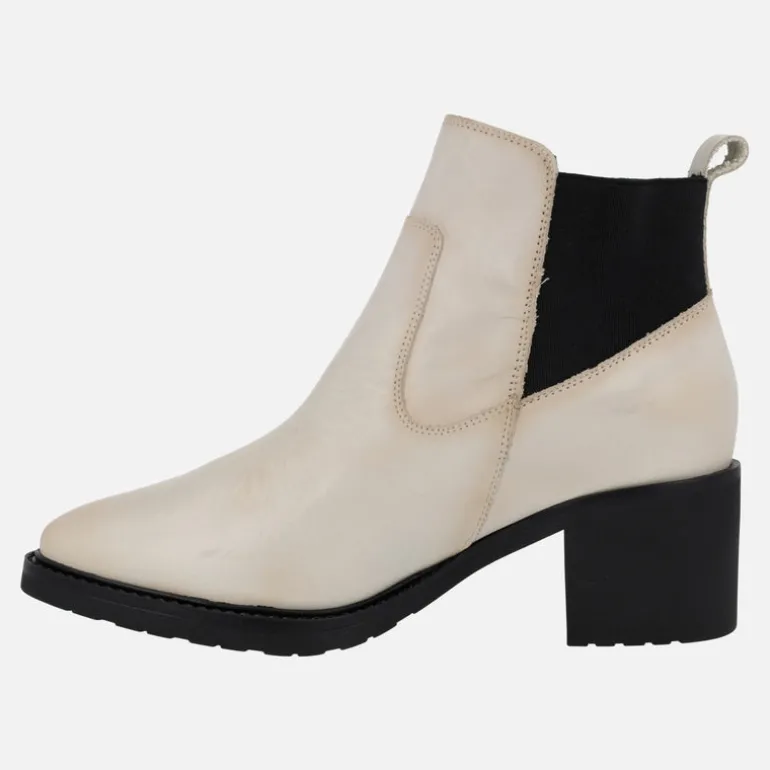 Botines de piel con trasera de tejido elástico