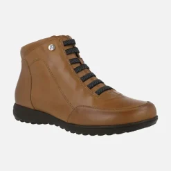 Botines de piel de estilo deportivo con cordones elásticos