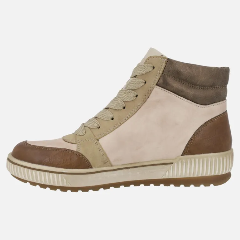 Botines de piel en combinado beige con membrana Remonte Tex