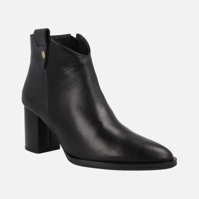 Botines de piel negra Guiomar para mujer con tacones de 8 cms