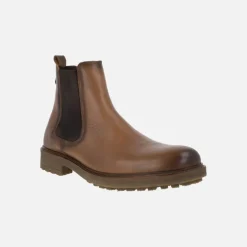 Botines de piel para hombre estilo chelsea en color camel