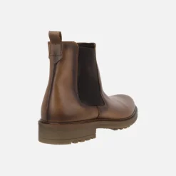 Botines de piel para hombre estilo chelsea en color camel