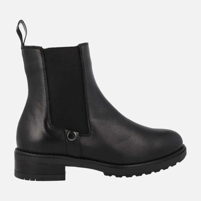 Botines de piel para mujer con adorno de elástico