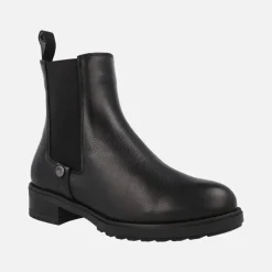 Botines de piel para mujer con adorno de elástico