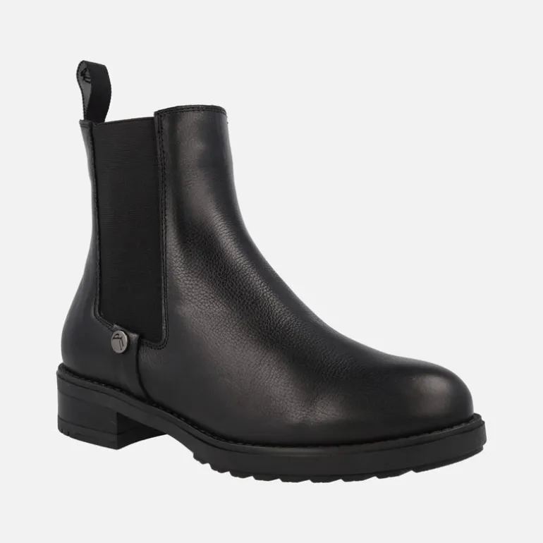 Botines de piel para mujer con adorno de elástico