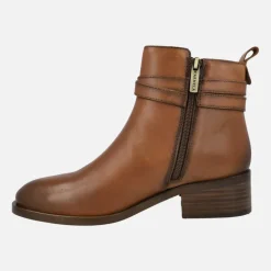 Botines de piel para mujer con adorno de hebilla y nudo