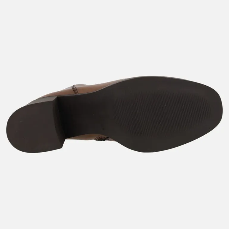 Botines de piel para mujer con tacones anchos y plataforma