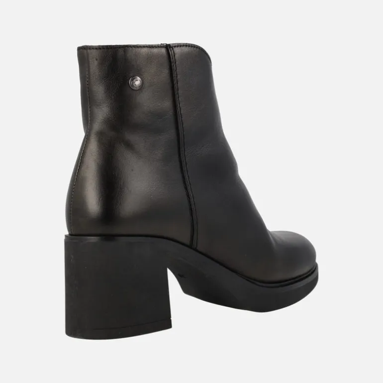 Botines de piel para mujer con tacones anchos y plataforma