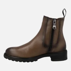 Botines de piel para mujer con adorno de elástico