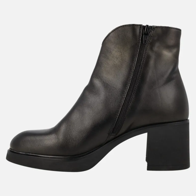 Botines de piel para mujer con tacones anchos y plataforma