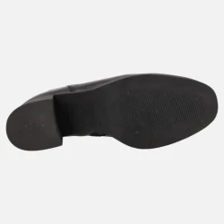 Botines de piel para mujer con tacones anchos y plataforma