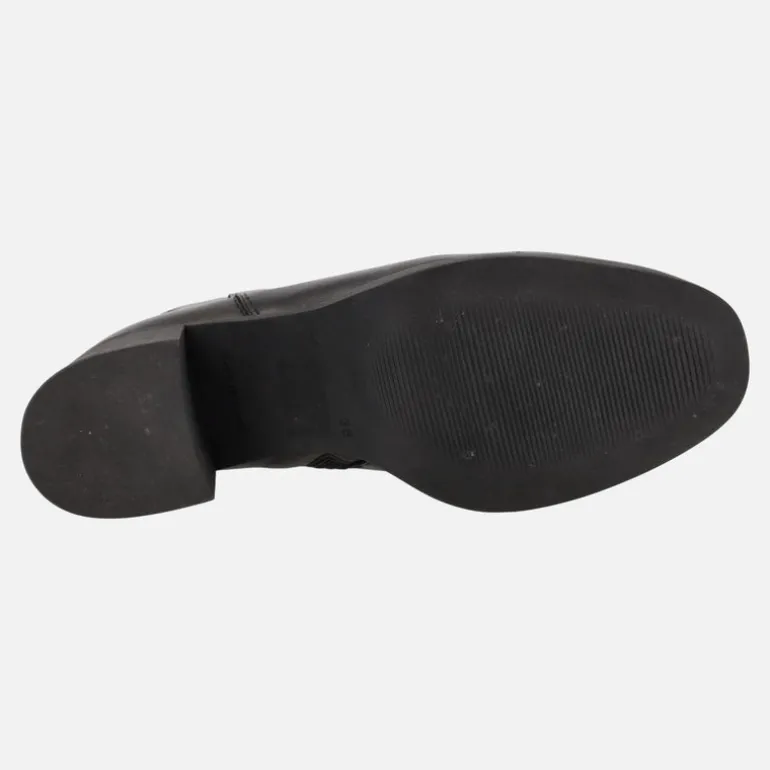 Botines de piel para mujer con tacones anchos y plataforma