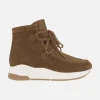 Botines de piel serraje color cuero con cordones