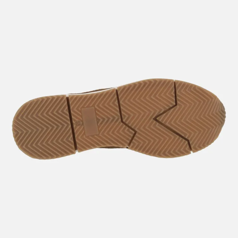 Botines de piel serraje color cuero con cordones