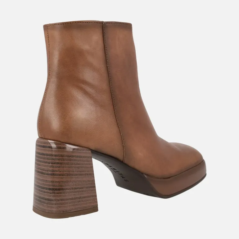 Botines de piel Tokio con tacones anchos y plataforma