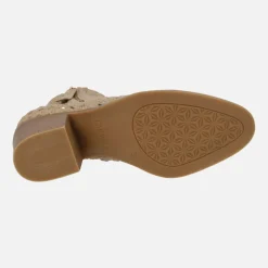 Botines de piel trenzada color beige con cremalleras