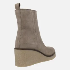 Botines de serraje color taupe Nadia con cuña de goma
