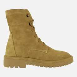 Botines de serraje con cordones y cremallera lateral