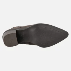 Botines de tacón alto y horma afilada en piel serraje