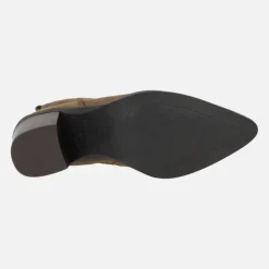 Botines de tacón alto y horma afilada en piel serraje