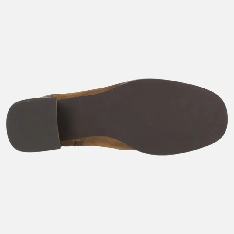 Botines de tacón en combinado marrón con adorno metálico