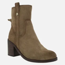 Botines de tacón en serraje taupe Carmela