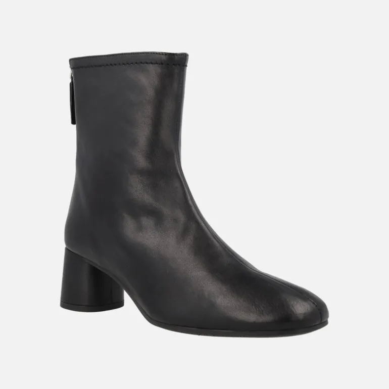 Botines de tacón medio en piel negra Doha