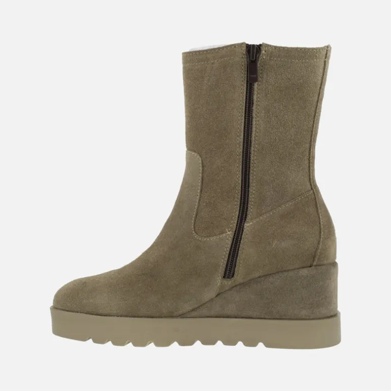 Botines en piel serraje para mujer con cuña y plataforma