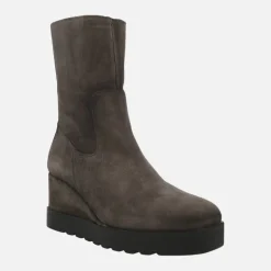 Botines en piel serraje para mujer con cuña y plataforma