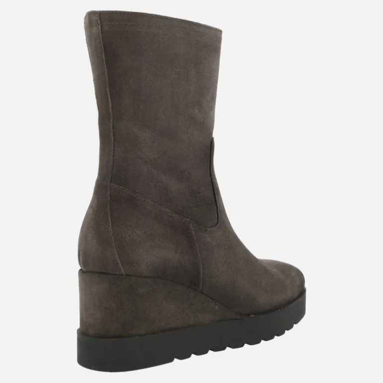 Botines en piel serraje para mujer con cuña y plataforma
