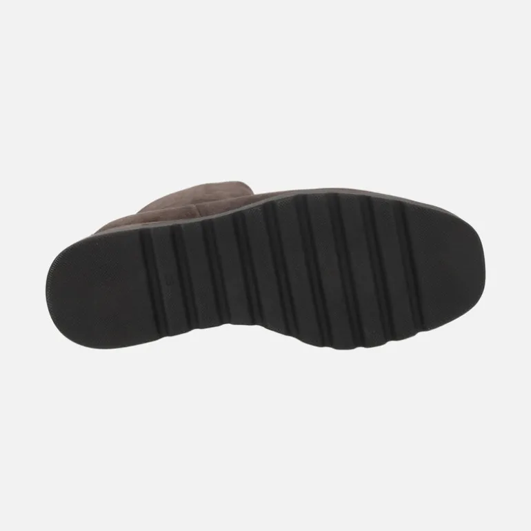 Botines en piel serraje para mujer con cuña y plataforma