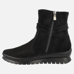 Botines en serraje negro con adorno de cadena y membrana GORE-TEX