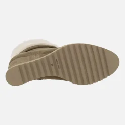 Botines en serraje taupe con vuelta de pelo beige