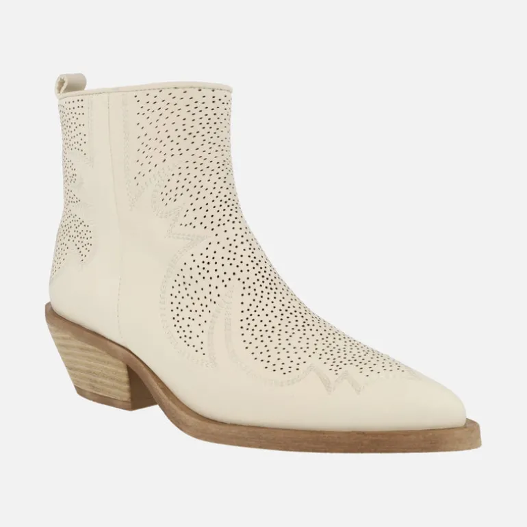 Botines estilo cowboy Alpe Holly en piel color blanco roto