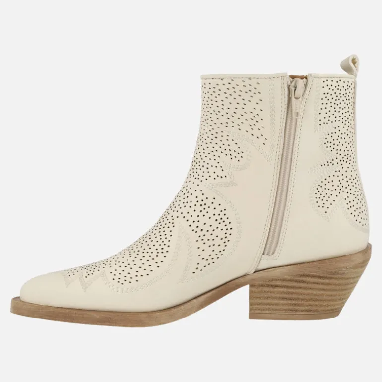 Botines estilo cowboy Alpe Holly en piel color blanco roto