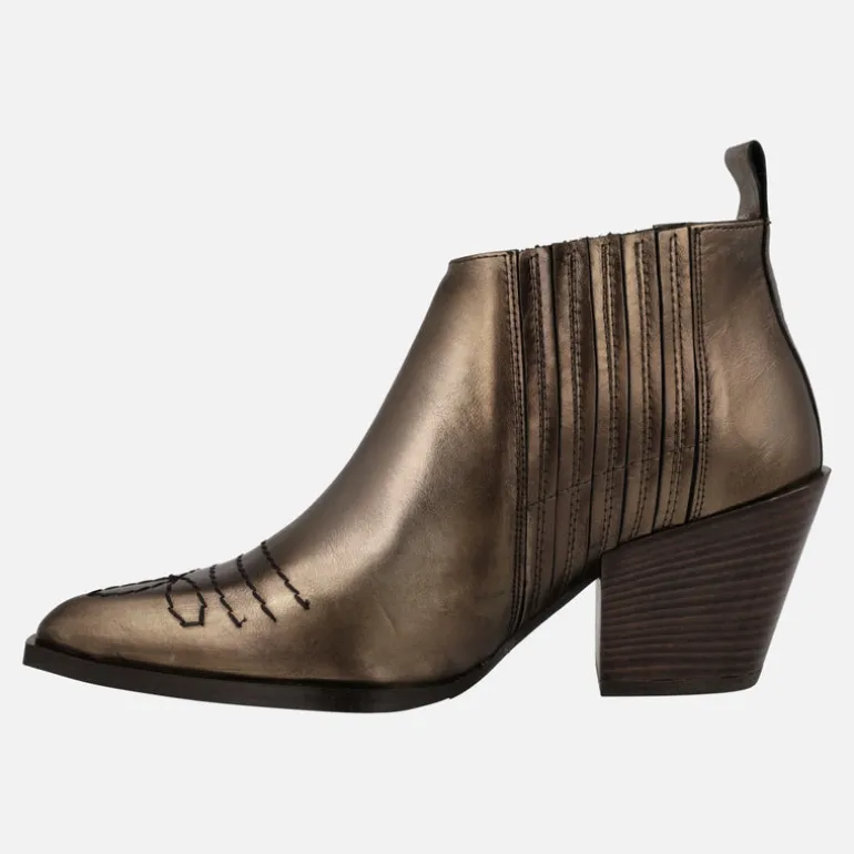 Botines estilo cowboy Sunriver en piel metalizada
