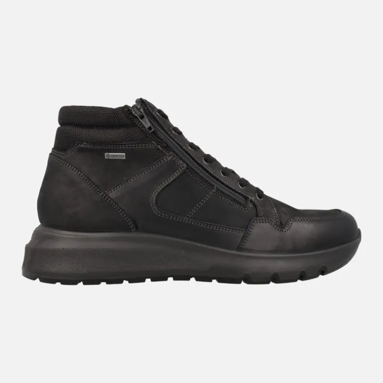 Botines Gore-tex negros para hombre con cordones y cremallera
