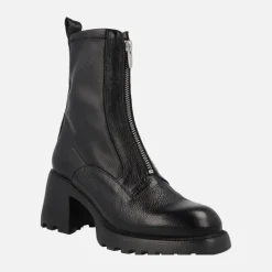 Botines Kid negros con cremallera frontal