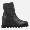 Botines Leysa en piel negra con caña de lana