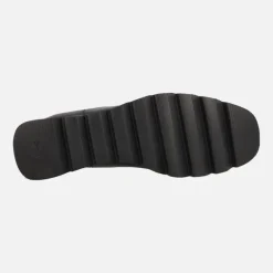 Botines Leysa en piel negra con caña de lana