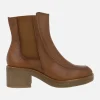 Botines marrones de piel con elástico y cremallera