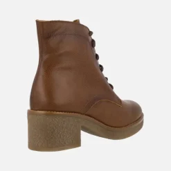 Botines marrones de piel con cordones y cremallera Barminton