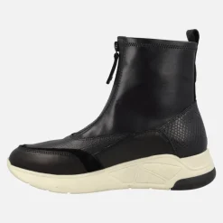 Botines multimaterial para mujer con cremallera central