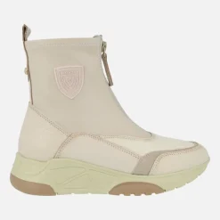 Botines multimaterial para mujer con cremallera central