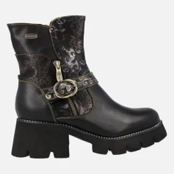 Botines negros con piso track y estampados Omio 03 Noir