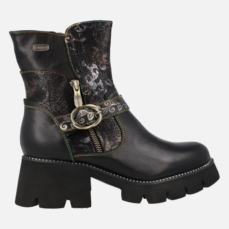 Botines negros con piso track y estampados Omio 03 Noir