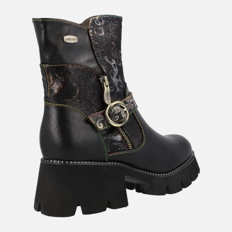Botines negros con piso track y estampados Omio 03 Noir
